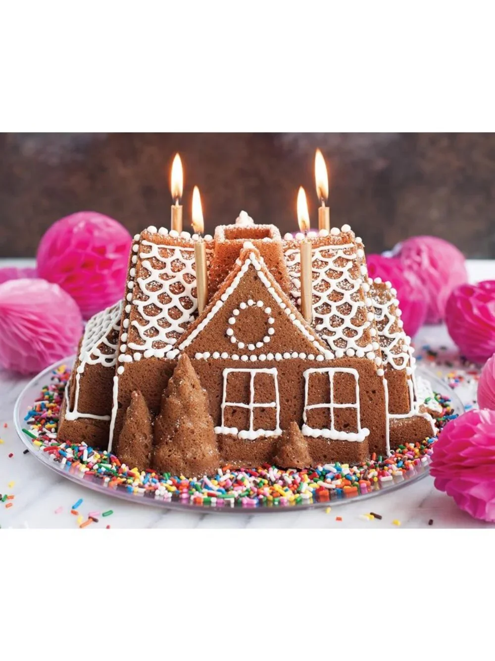 Gingerbread House Bundt Pan - Festive Holiday Baking Mold for Unique Desserts